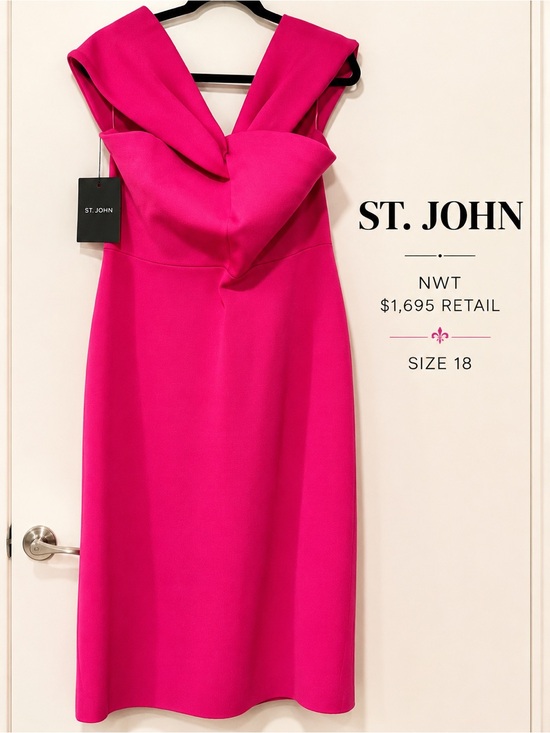 St. John Dresses & Skirts - NWT St. John Hot Pink Sculpted Cocktail Dress Size 18 $1695